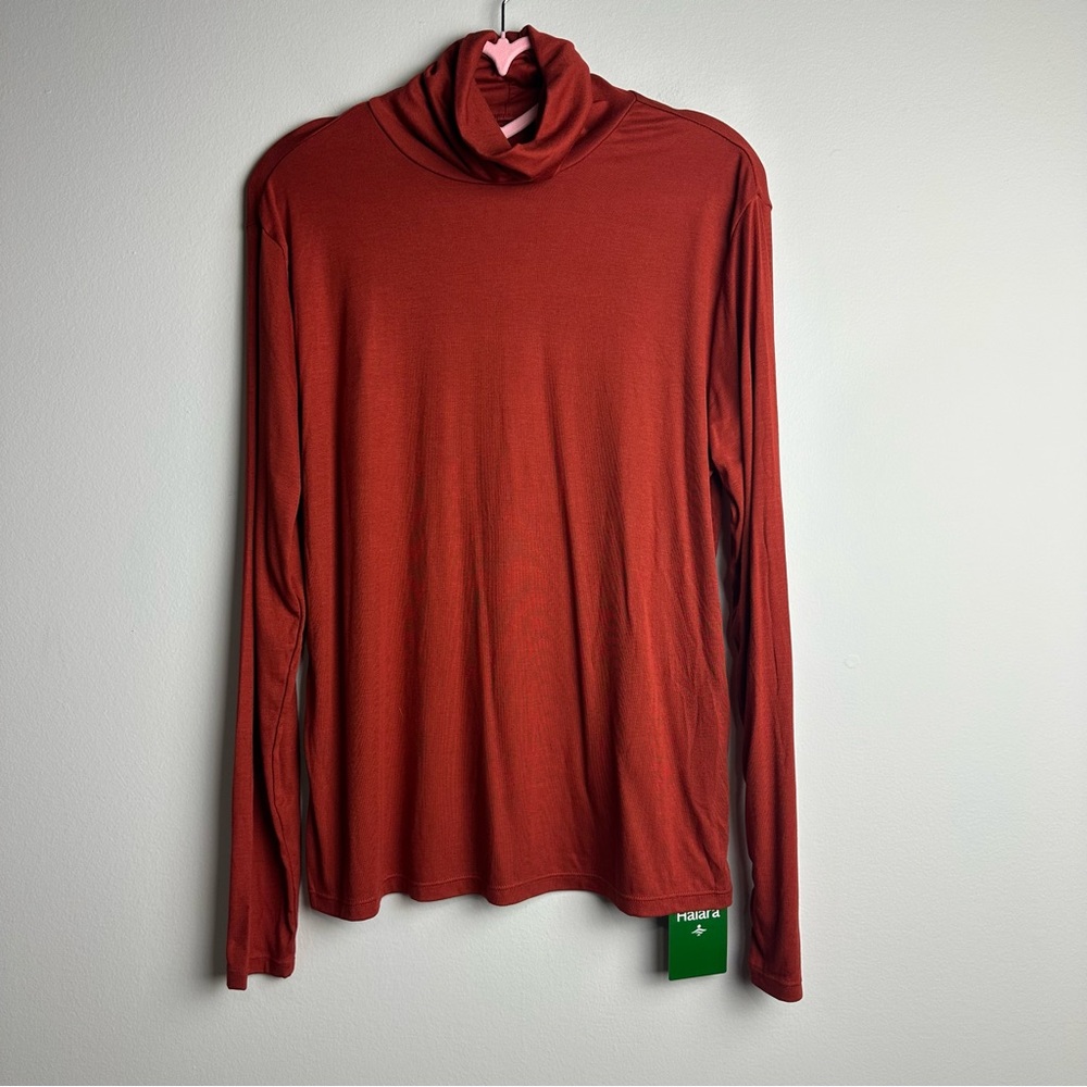 HALARA Brown Fitted Turtleneck Blouse